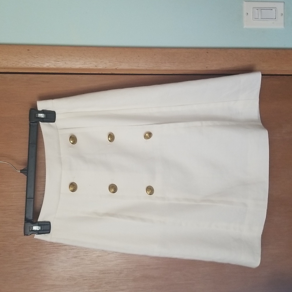 J Crew Ivory Button Front Linen Blend Skirt sz 2 NWT